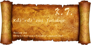 Körözsi Talabor névjegykártya